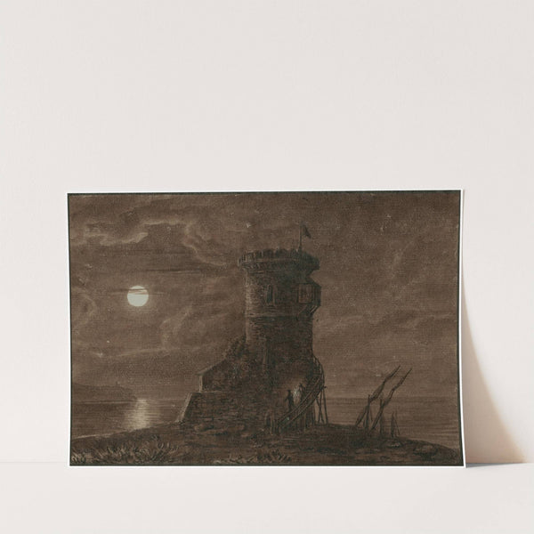 Wachttoren aan de kust bij Sagonte, 's nachts by Otto Howen