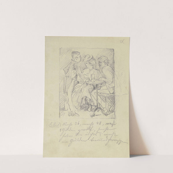 Waiter with two guests by Wilhelm Trübner