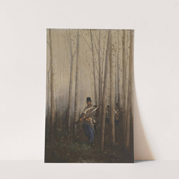 Wald mit Soldaten by August von Pettenkofen