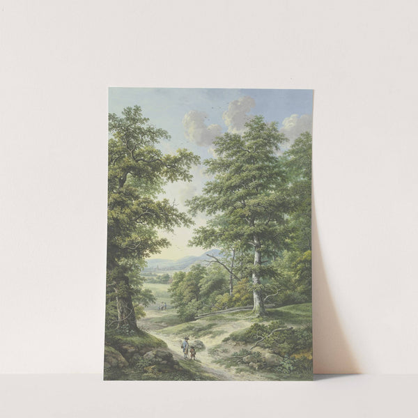 Waldausgang mit Blick auf Kornfelder und ein Dörfchen by Karl Franz Kraul