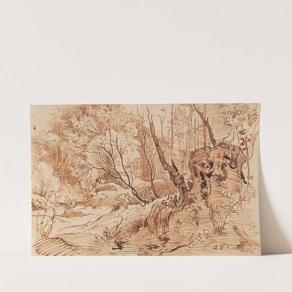 Waldlandschaft mit badenden Kindern (Ca. 1860) by Albert Franz Venus