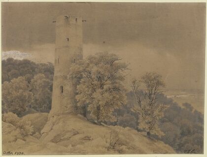 Waldlandschaft mit Wartturm — size preview