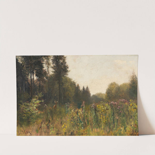 Waldlichtung mit Reh by Ludwig Gustav Voltz