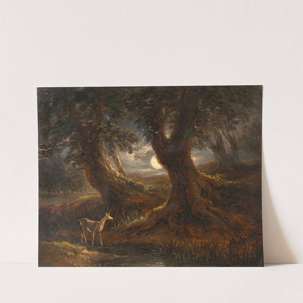 Waldpartie bei Mondlicht by Joseph Mössmer