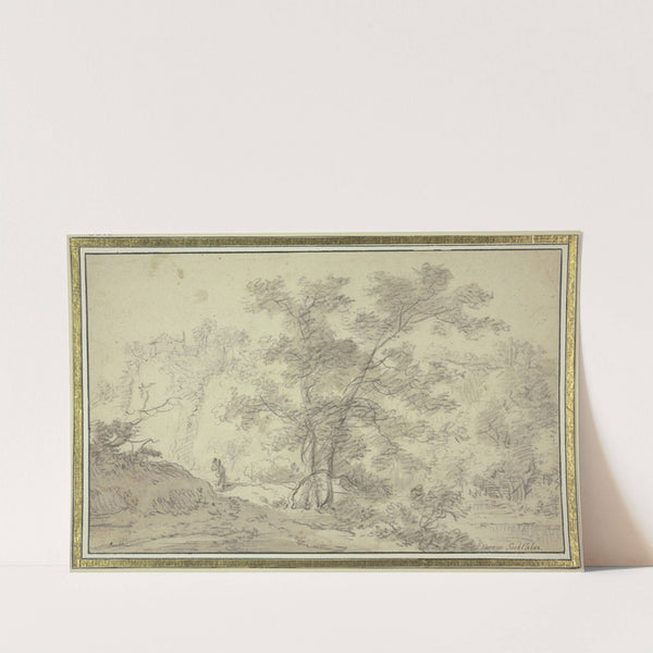 Waldpartie, links Häuser, rechts Wasser by Herman Saftleven III