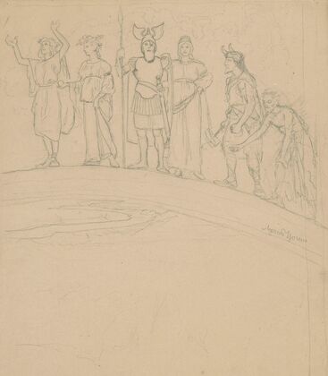 Walhalla. Germanic deities standing on the rainbow (1880 - 1920)