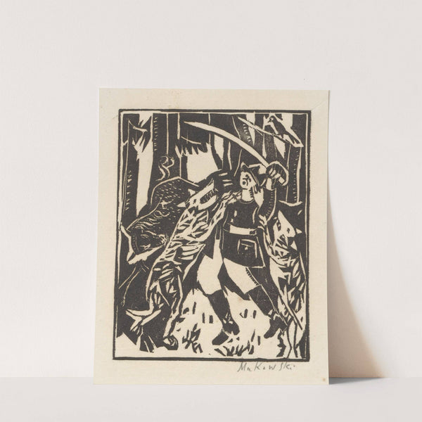 Walka młodzieńca z wilkami (before 1924) by Tadeusz Makowski