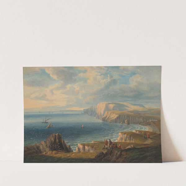 Walkers on the cliffs above Freshwater Bay, viewed from the East by John Wilson Carmichael