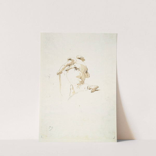 Walking male figure seen obliquely from below (ca. 1740–50) by Giovanni Battista Tiepolo