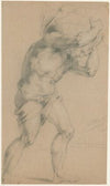 Walking naked man, carrying a load