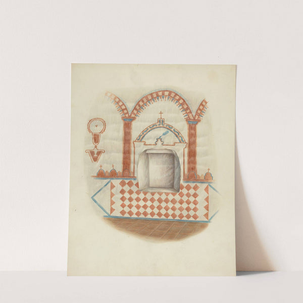 Wall Painting and Niche - Restoration Drawing by George E. Rhone