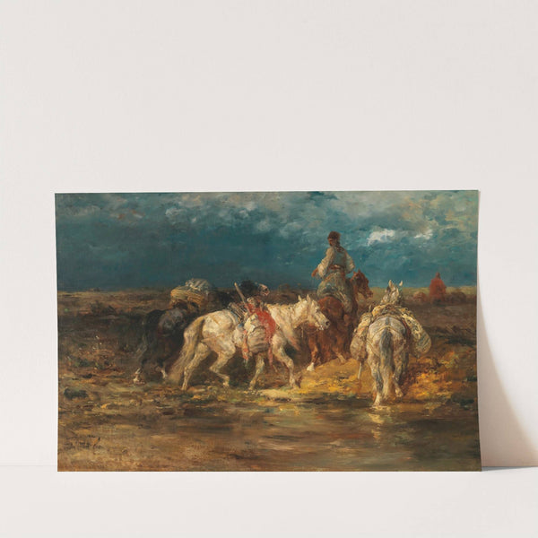 Wallachian Packhorses at the Ford by Adolf Schreyer
