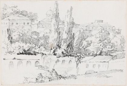 Walls of Rome with Santa Maria del Popolo in the Distance