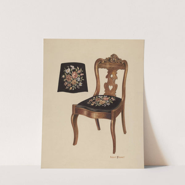 Walnut Carved Back Chair by Robert Stewart