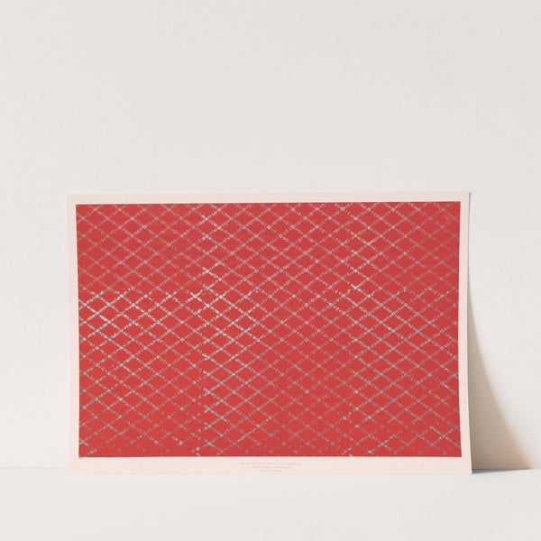 Walzendruckpapier mit Silberdruck (Gitternetz über rotem Grund, nach alten Mustern) (1855 - 1900) by Aktiengesellschaft für Buntpapier u. Leimfabrikation (Aschaffenburg)