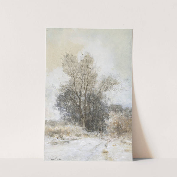 Wandelaar in de sneeuw bij de rand van een bos by Maria Bilders-van Bosse