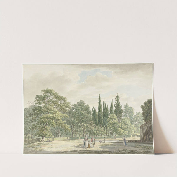 Wandelaars op een terras van de Villa Conti te Frascati by Daniël Dupré
