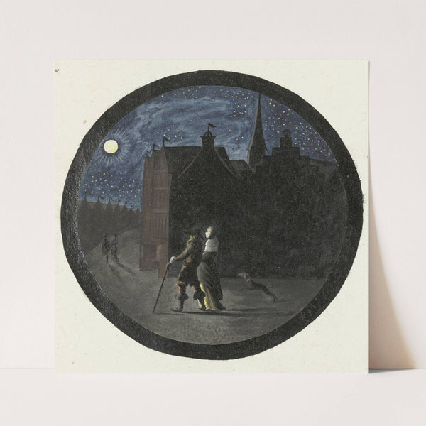 Wandelend paar bij maanlicht by Gesina ter Borch