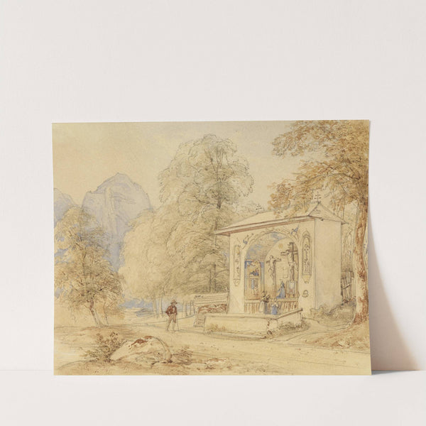 Wanderer und Golgothakapelle by Josef Höger