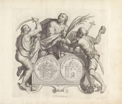 Wapen van de familie Barbarigo en de dood van de heilige Mattias (1673-1743) — size preview