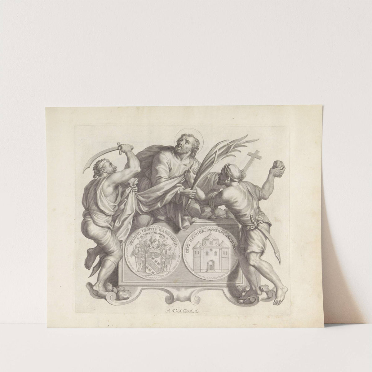 Wapen van de familie Barbarigo en de dood van de heilige Mattias (1673-1743) by Robert van Audenaerde