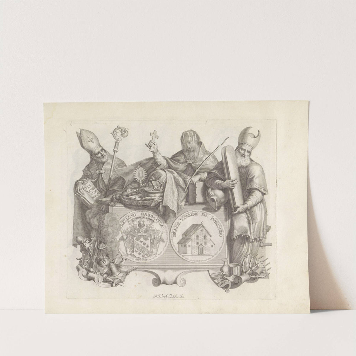 Wapen van de familie Barbarigo en de personificatie van Religie (1673-1743) by Robert van Audenaerde