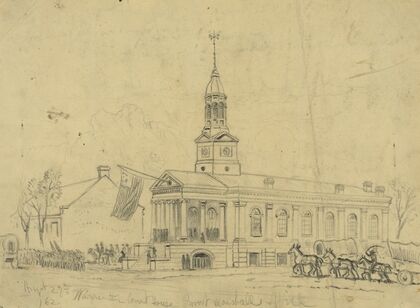 Warrenton Court House. Retreat of the Army of the Rappahannock through the town