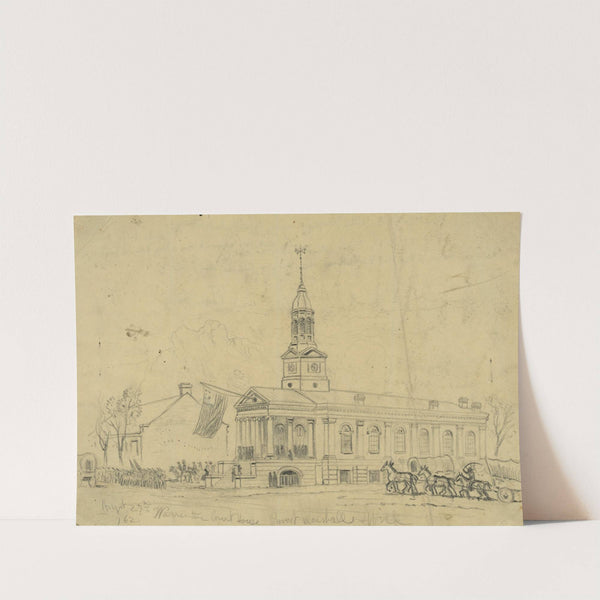 Warrenton Court House. Retreat of the Army of the Rappahannock through the town by Edwin Forbes