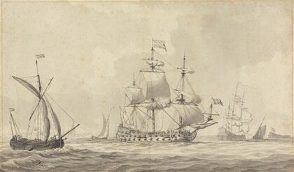 Warships in a Stiff Breeze off the Dutch Coast — size preview