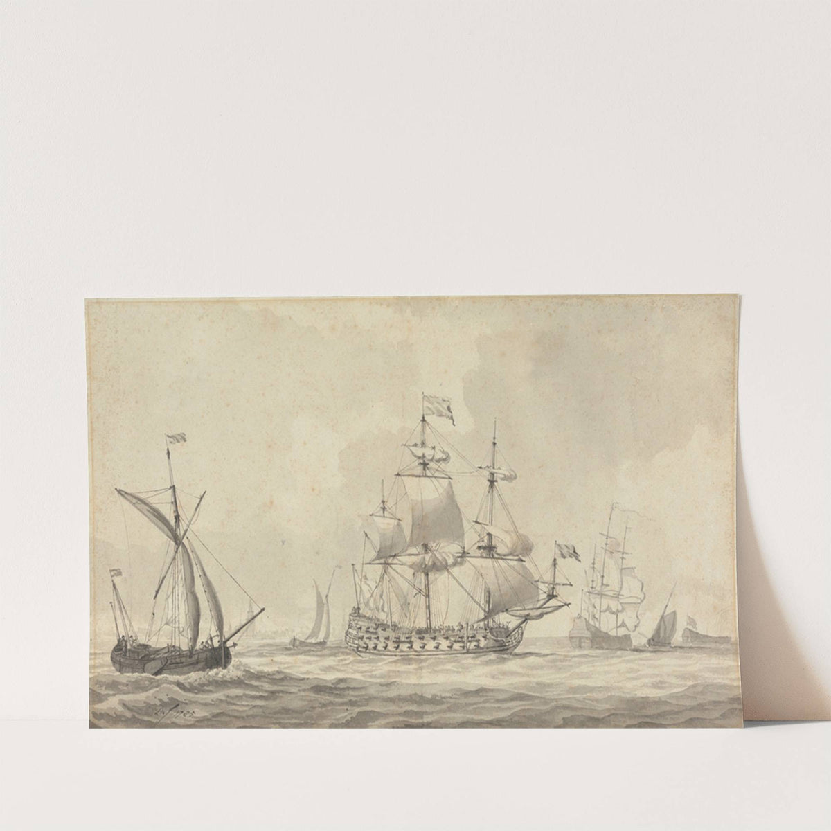 Warships in a Stiff Breeze off the Dutch Coast by Dominic Serres