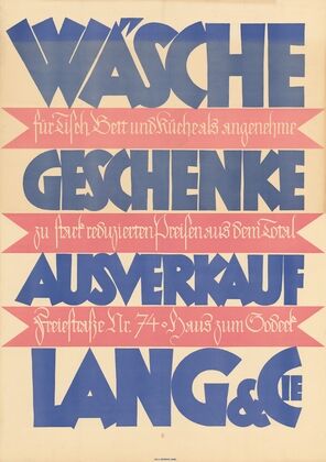 Wäsche – Geschenke – Ausverkauf – Lang & Cie (circa 1927)