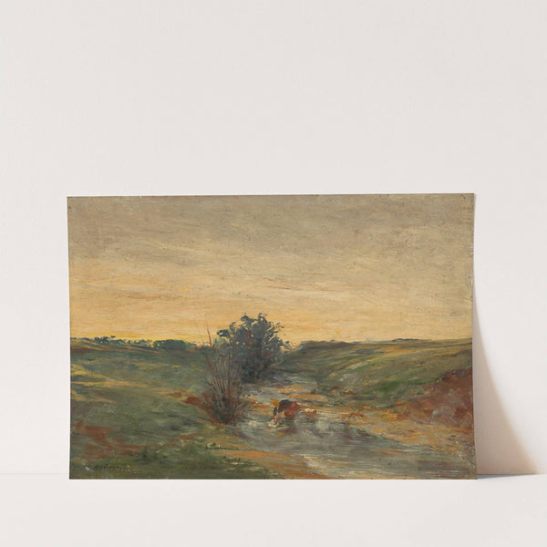 Wäscherin am Bach bei Sonnenuntergang (1920) by Serafin Maurer