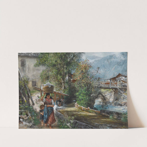 Wäscherin im Gebirge by Paul Friedrich Meyerheim