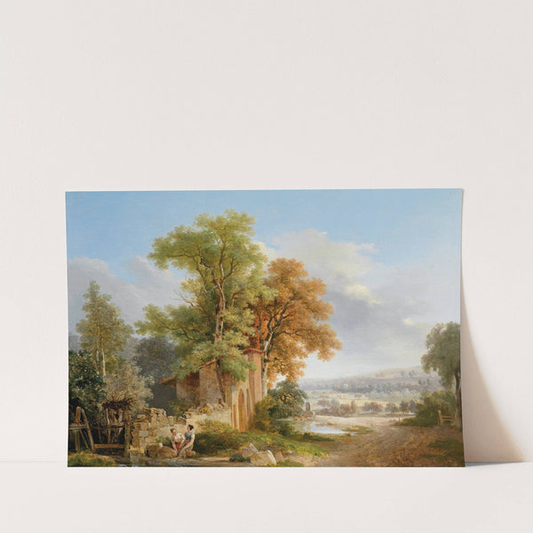 Wäscherinnen vor weiter Landschaft by Wolfgang Adam Töpffer