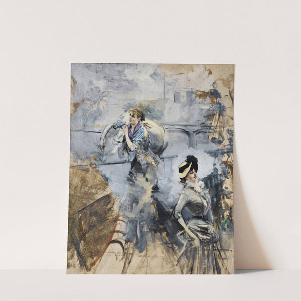 Washerwoman And a Young Brunette By The Seine, Paris by Giovanni Boldini