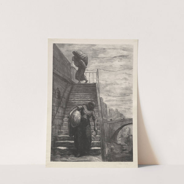 Washerwomen Descending a Quai Staircase (1888) by Alexandre Lunois