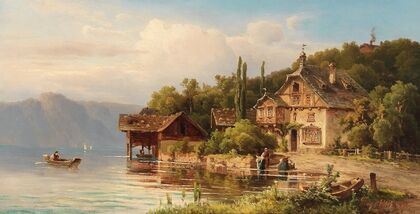 Washerwomen On The Lake Shore — size preview
