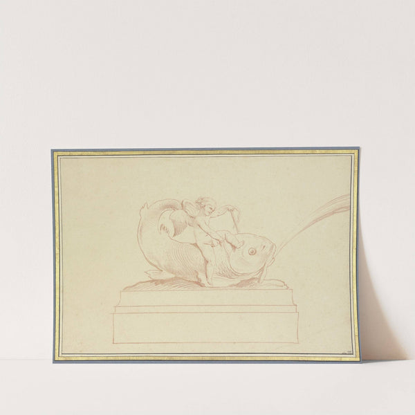 Wasser speiender Delphin nach links mit einer Amorette by Edmé Bouchardon