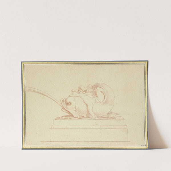 Wasser speiender Delphin nach rechts mit einer Amorette by Edmé Bouchardon