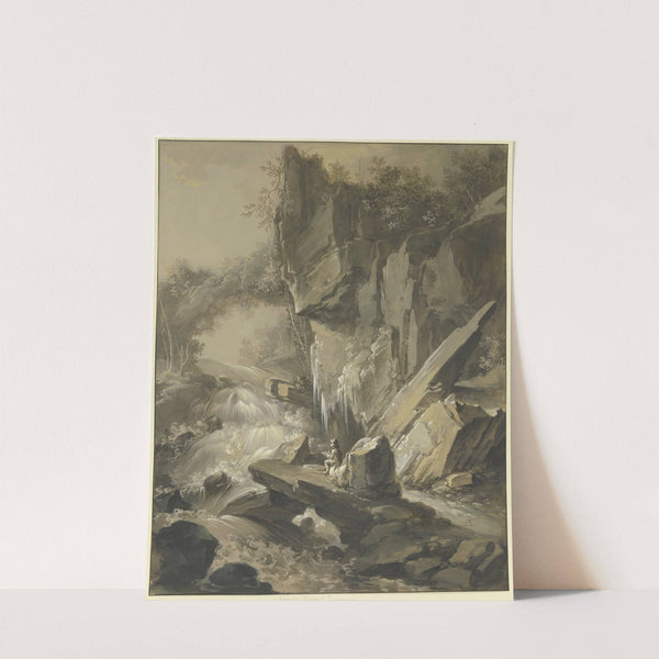 Wasserfall, im Vordergrund ein Maler by Johann Jakob Schillinger