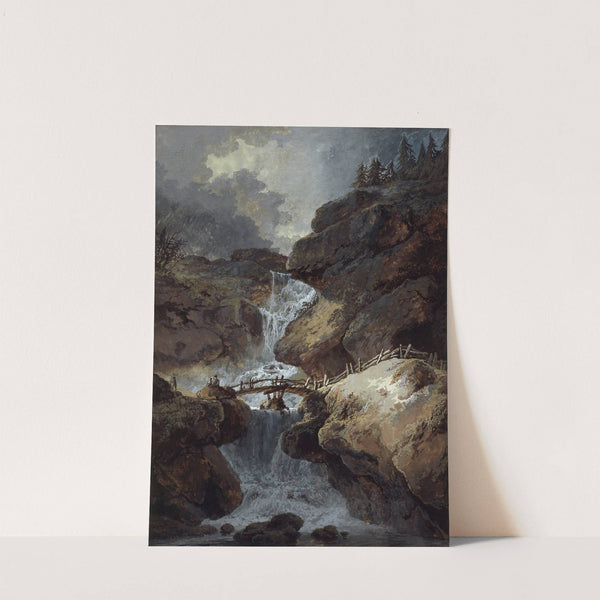 Wasserfall in einer Felsenschlucht bei Gewitterstimmung by Johann Heinrich Wüest