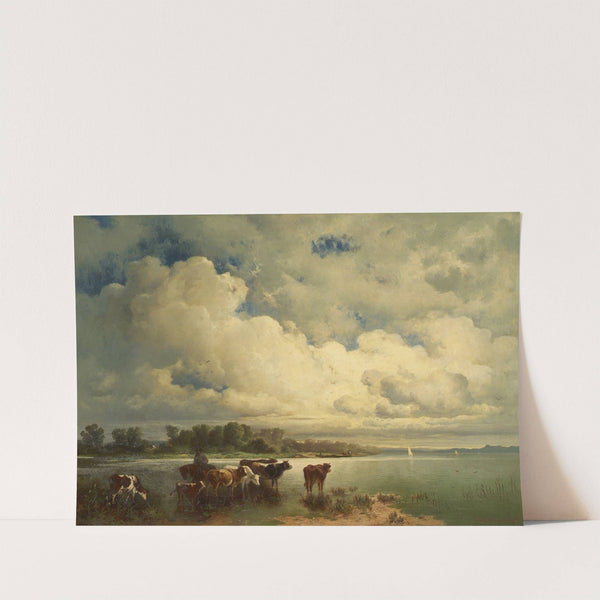 Wasserlandschaft mit Kühen by Carl Schweninger