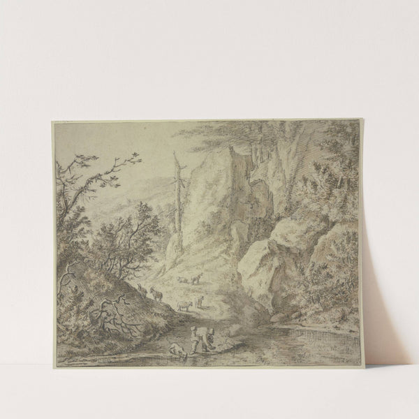 Wasserschöpfender Hirte mit seiner Ziegenherde by Jacob Happ