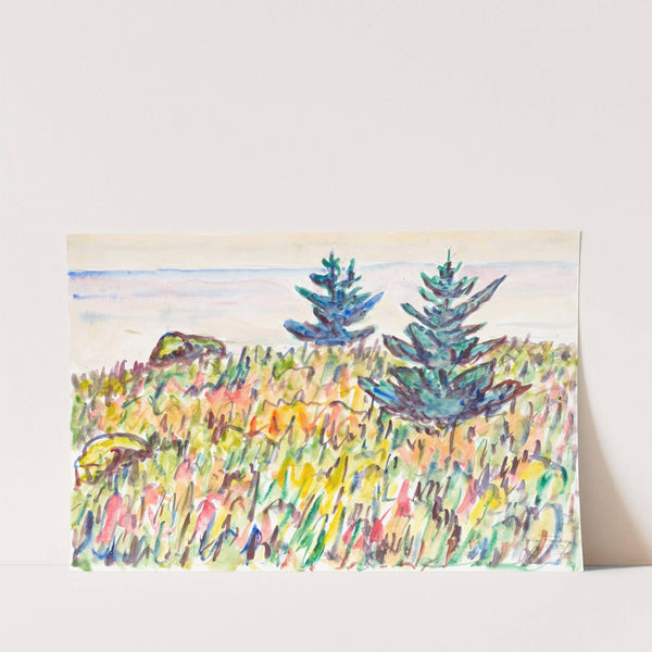 Watercolor No. 35, Field With Two Pine Trees (1937) by Allen Tucker