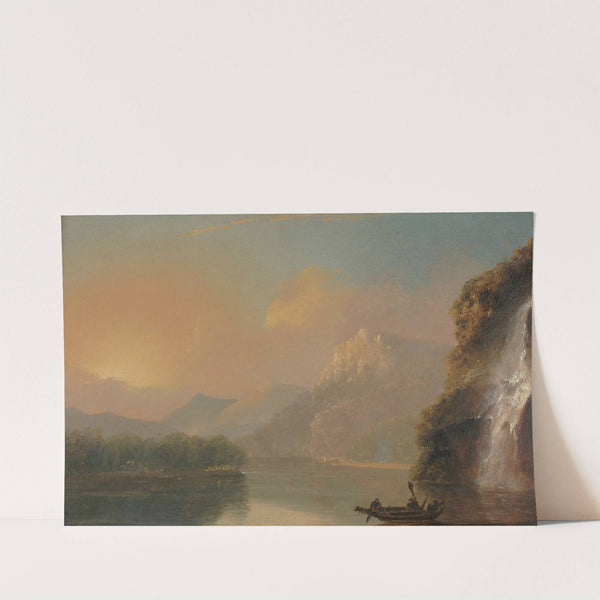 Waterfall in Dusky Bay with Maori canoe by William Hodges