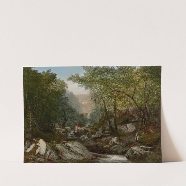 Waterfall in the Woods with Indians (1850) by John Frederick Kensett