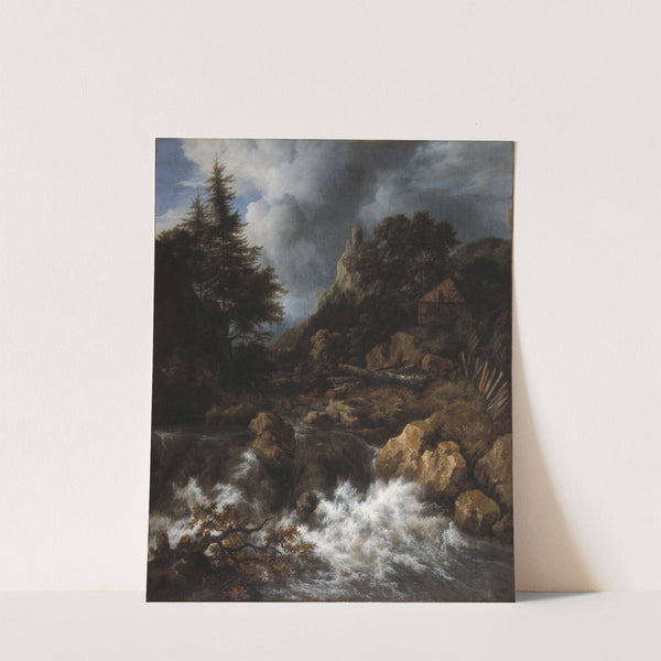 Waterfall with a Half-Timbered House and Castle (circa 1665-1670) by Jacob van Ruisdael