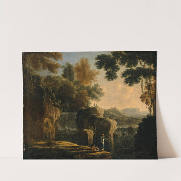 Waterfall with Fishermen by Herman van Swanevelt