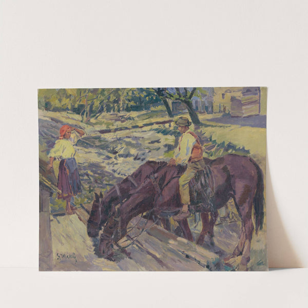 Watering Horses by Gustáv Mallý