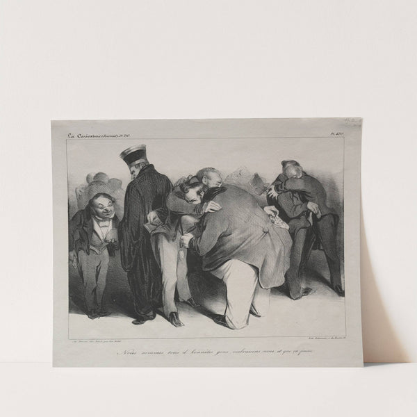 We are all honest men, so let us embrace and be done with it (1834) by Honoré Daumier